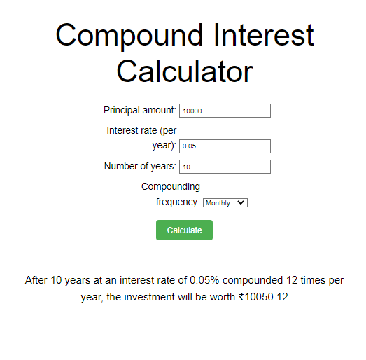 Online Compound Interest Calculator